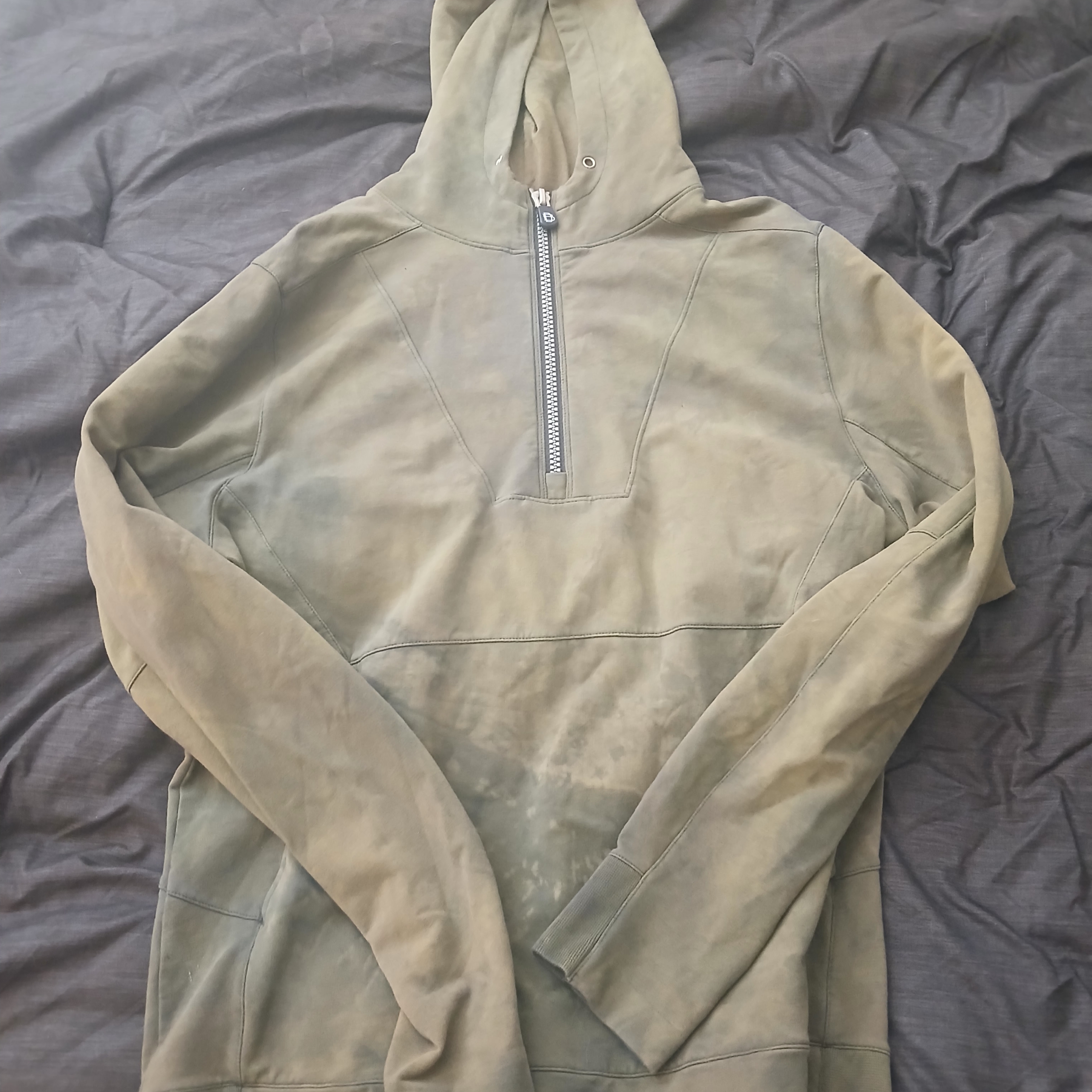 B.Draddy Premium Olive Green Pullover Hoodie With Half-Zip Made In Peru